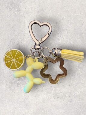 Yellow Lemon & Balloon Dog Keychain with Tassel